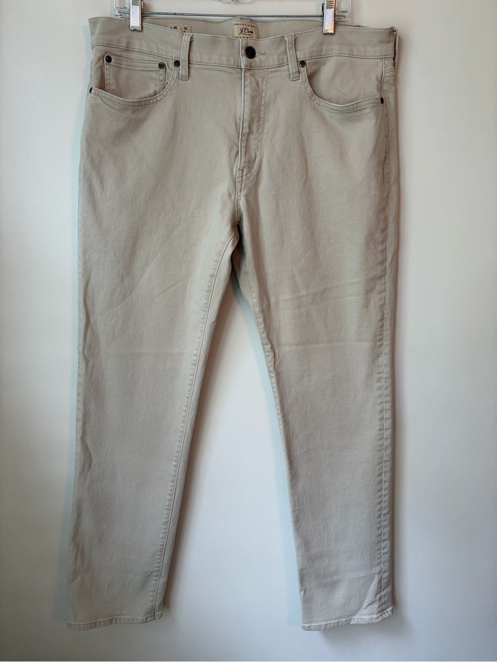 J.CREW Mens 770 Beige Straight Denim Jeans 5-Pocket size 35 100% cotton